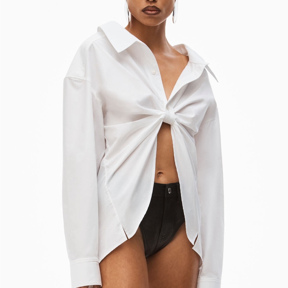 ALEXANDER WANG “BUTTERFLY” PULL-UP BUTTON DOWN SHIRT, SZ M WHITE
